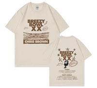 T-Shirt Chris Brown Breezy Bowl XX Tour T-Shirt Harajuku O-Neck Casual Shirt Fans Gift Fashion Casual Plus Size Top XS-3XL-Khaki||x_s