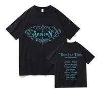 T-Shirt Cotton Addison Rae Album Print Short Sleeve Fashion Retro Men and Women's Clothing Harajuku Style Summer Cotton Print T-Shirt XS-3XL-Black||l