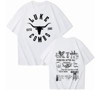 T-shirt Country Western Music Retro T-shirt Men's and Women's Cotton O-neck T-shirt Luke Combs Short-sleeved Shirt Fan Gift XS-3XL-White||L