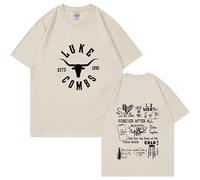 T-Shirt Country Western Music Retro T-Shirt Men's and Women's Cotton O-Neck T-Shirt Luke Combs Short-Sleeved Shirt Fan Gift XS-3XL-Khaki||XXL