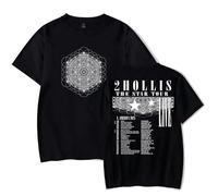 T-Shirt Crewneck Short Sleeve Cotton Tee Singer 2Hollis 2D Double-Sided Print T-Shirt Men Women Streetwear Tops Street Trend Harajuku Tops Unisex Summer Short Sleeved-Black||l