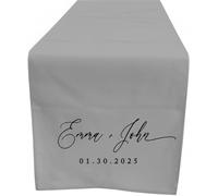 T-SHIRT DESIGN STUDIO - Customized Table Runner - Personalized Text / Logo, Printed Name Design for Business, Tradeshow, Events, Exhibition, Weddings (Grey, 76x150cm)