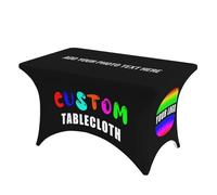 T-SHIRT DESIGN STUDIO-Personalised Spandex Tablecloth with Your Logo or Text-Custom Table Banner Cover For Trade Shows, Business Events (Black - Rectangle Tablecloth Cover, 182.88 x 76.2 cm (6FT))