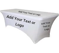 T-SHIRT DESIGN STUDIO-Personalised Spandex Tablecloth with Your Logo or Text-Custom Table Banner Cover For Trade Shows, Business Events (White - Rectangle Tablecloth Cover, 182.88 x 76.2 cm (6FT))