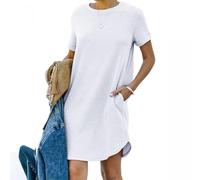 T-Shirt Dresses Women's Knee-Length Summer Dress Women's Short Sweat Dress Crew Neck Short Sleeve Shirt Dress Cotton Plain Comfortable Ball Dress Comfortable Tunic Dress Casual Midi Casual Dresses