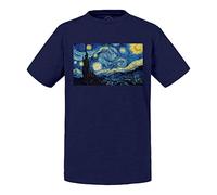 T-Shirt for Kid Based on The Work of Vincent Van Gogh The Starry Night Painting Post-Impressionism Blue