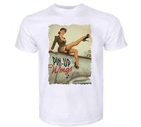 T Shirt for Men Pin Up Girl Poster Paper Pinup Wings Stockings Girl Retro Posters Old Style Air Force Tin Sign Tee-Shirt White