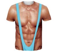 T-Shirt for Muscular Men Funny 3D Print Tops Muscle Costume Bikini Body Printed Muscle Shirt Unsex Large Sizes Funny Printed Short Sleeve Sports T-Shirts, 03-blue, M