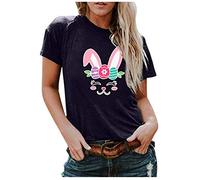 T-Shirt for Women Crewnecks Easter Print Logistics Lead Blouses Pots Summer Things Teenager, navy, M