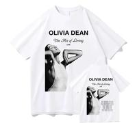 T-Shirt for Women Men Printed Singer O-Livia Merch D-EAN Album Pullover Casual Crewneck Short Sleeve Unisex Fans Cotton Tops-White||m