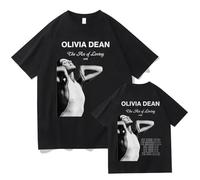 T-Shirt for Women Men Printed Singer O-Livia Merch D-EAN Album Pullover Casual Crewneck Short Sleeve Unisex Fans Cotton Tops-Black||x_l