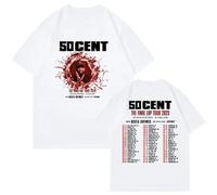 T-Shirt Hip-hop Singer 50 Cent Tour T-Shirt Fashion Round Neck Short-Sleeved Tee Street Men and Women Cotton T-Shirt Hip-hop XS-3XL-White||XL