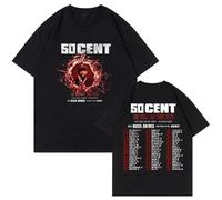 T-Shirt Hip-hop Singer 50 Cent Tour T-Shirt Fashion Round Neck Short-Sleeved Tee Street Men and Women Cotton T-Shirt Hip-hop XS-3XL-Black||S