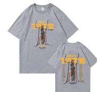 T-shirt Hip-hop Singer Tate Mcrae T-shirt Men's Unisex Cotton Short-sleeved T-shirt Unisex Vintage Round Neck T-shirt XS-3XL-Grey||L