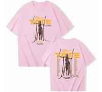 T-shirt Hip-hop Singer Tate Mcrae T-shirt Men's Unisex Cotton Short-sleeved T-shirt Unisex Vintage Round Neck T-shirt XS-3XL-Pink||S