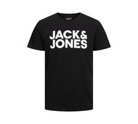 JACK & JONES Men's Jjecorp Logo Tee SS O-Neck Noos T-Shirt, Black/Fit:Slim/Large Print/White, XXL