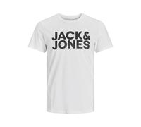 Jack & Jones Mens JJECORP Logo Tee SS O-Neck NOOS T-Shirt, White/Fit:Slim/Large Print/Black, XL