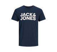 Jack & Jones T-Shirt Jjecorp Logo Tee - Crew Neck, Navy Blazer, Slim Fit, Large Print, Medium