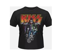T Shirt KISS Neon Band Rock Heavy Metal Gene Simmons Men's Vibrant Graphic Tee with Iconic Band Members