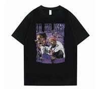 T-shirt Lil Uzi Vert T-shirt Short Sleeves Black Streetwear Vintage Tee Summer Men Women Hip Hop Oversized Loose T-shirt Short Sleeves Tops-Black||M