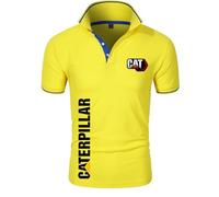 T-Shirt Men For Work Ca.ter-pillar, Fashion Po.lo Tops Men With Graphic, Ideal For Active Lifestyles, Unisex(Yellow,L)