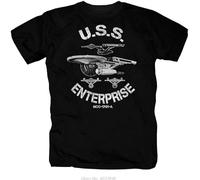 T Shirt Men USS Enterprise Voyager Spock Raumschiff Sci Fi Retro Planet tees Men T Shirt Harajuku Black
