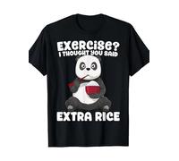 T Shirt Men's Funny Panda Exercise? I Thought You Said Extra Rice Graphic 100% Cotton 200gsm Heavyweight Tee Multicolor