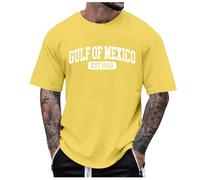 T Shirt Men's Pack European Minimalist Letter Print Trendy Men's Casual Loose Comfortable Trend Foreign Trade Sport Business Crew Neck Short Sleeve T-Shirt Tops with Cross, yellow, XL