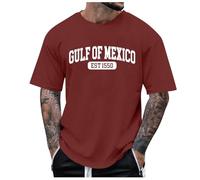 T Shirt Men's Pack European Minimalist Letter Print Trendy Men's Casual Loose Comfortable Trend Foreign Trade Sport Business Crew Neck Short Sleeve T-Shirt Tops with Cross, red, L