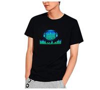 T-Shirt Men's Party DJ Sound Activated - Flashing On Light Up, black, XXS