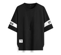 T-Shirt Men's Short Sleeve Korean Style Oversized Crew Neck T-Shirt Cotton Men's Loose Baseball Streetwear Women's Y2K T-Shirt Baggy Summer Leisure Vintage Casual Shirt Racing Tee, B Black, XXXL