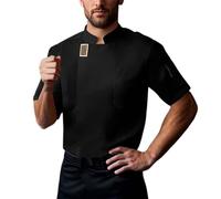 T-Shirt Men's Short Sleeve Summer Cotton Men's Catering Chef Work Wear Chef Suit Short Sleeve Top Cardigan Shirt Tops Men Olive, black, XL