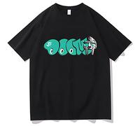 T-shirt Mf Doom Letter T-shirt Cartoon Anime Casual Short Sleeves Men's Women's Clothing O-neck Cotton Tshirt Tops Fashion Graphic Clothes Hip Hop Short Sleeve-Black||M