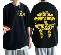 T-shirt MF Doom T-shirts Men Women Hip Hop Vintage Cotton T-shirts Oversized Streetwear Casual Loose Short Sleeves Tops XXS~3XL-Black||M