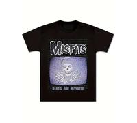 T Shirt Misfits Static Age Revisited Graphic Black Cotton Punk Rock Tee with Skull Design