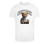 T-shirt Mister Tee New York College Bear Blanc 2XL