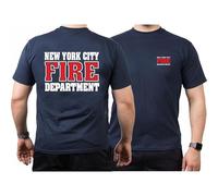 T-Shirt Navy, New York City Fire Department Bicolour White/Red, blue, L