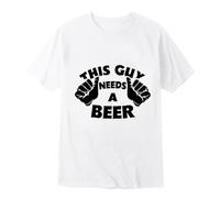 T Shirt Pack for Men Oktoberfest Men's Shirt Fashion Summer Round Neck Short Sleeve Tops Breathable Comfortable Clothes This Guy Needs A Beer Print Lose Men Shirts (White, XL)