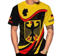 T-Shirt Personalized Germany 3D Custom German Flag Mens Tshirt Breathable Shirts Soft Short Sleeve for Sports Running Fitness XXL