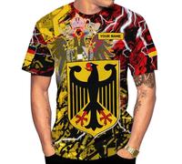 T-Shirt Personalized Germany 3D Custom German Flag Shirts Soft Activewear Shirts Crew Neck Short Sleeve for Fitness Running Sports S