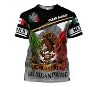 T-Shirt Personalized Name Eagle Mexico Mexican Us Flag Activewear Shirts Soft Mens Tshirt Fashion Shirts for Running Fitness Training M