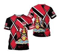 T-Shirt Personalized Trinidad and Tobago Flag 3D Shirts Breathable Activewear Shirts Soft Short Sleeve for Sports Running Training XL