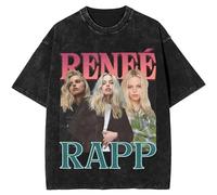 T-shirt Printing Renee Rapp Retro Singer Washed Short-sleeved Shirt Oversized Hip-hop T-shirt Men's and Women's T-shirt XS-3XL-Black||M