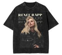 T-Shirt Renee Rapp Cool Black T-Shirt Hip Hop Washed Cotton T-Shirt Men's Women's Street Oversized T-Shirt XS-3XL-Black||S