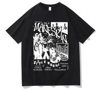 T-shirt Rock Band Mane-skin Printed T-shirt Men's Retro Punk Oversized Short-sleeved Sweatshirt Men's Cotton T-shirt Men's Loose Street Shirt XS-3XL-Black||L