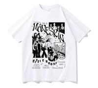 T-shirt Rock Band Mane-skin Printed T-shirt Men's Retro Punk Oversized Short-sleeved Sweatshirt Men's Cotton T-shirt Men's Loose Street Shirt XS-3XL-White||M