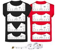T-Shirt Ruler with Center Guide, Vinyl Clear V Neck/Round PVC Ruler for Alignment, Heat Press, Kids, Teens and Adults, Front & Back (10") - Pack of 9
