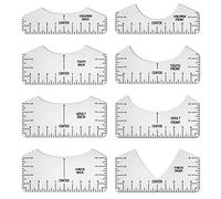 T-Shirt Rulers Guide - 8 Pack PVC Shirt Alignment Tool with Clothing Size Chart, Sublimation Centering Ruler Vinyl T-Shirt Measuring Tool for HTV Heat Press Transfer Fabric Cutting Design(Transparent)