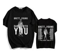 T Shirt Singer Brett Young Short Sleeve Fashion Round Neck Tee-shirt Summer Casual Cotton Tshirt Harajuku oversized unisex top-Black||S