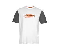 Sonubaits T-Shirt White 2XL, Classic Style, Match Fishing T-Shirt, White Body with Grey Sleeves, Extra Long Body, Code S0880057.